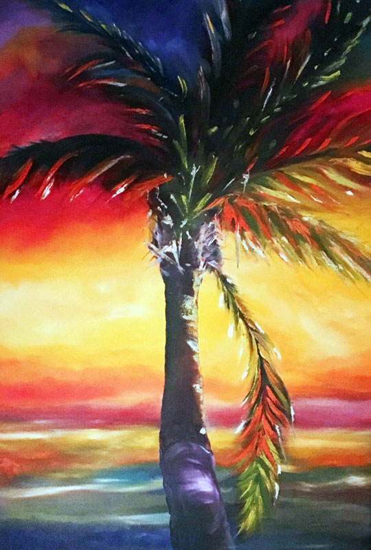 Sunrise Palm Tree Painting